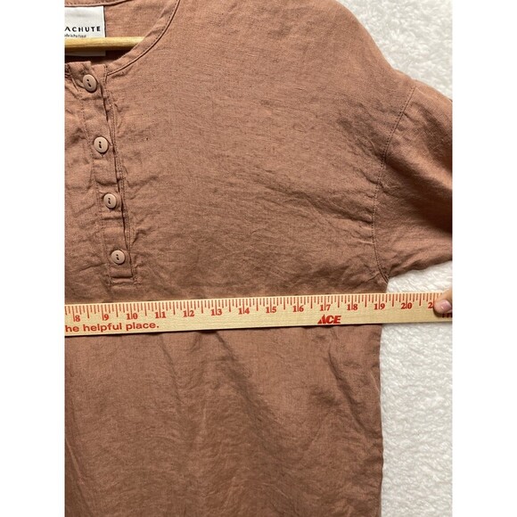 Parachute Extra Small 100% Linen Henley Shirt Clay Linen Sleep Tunic Shirt - Picture 5 of 7